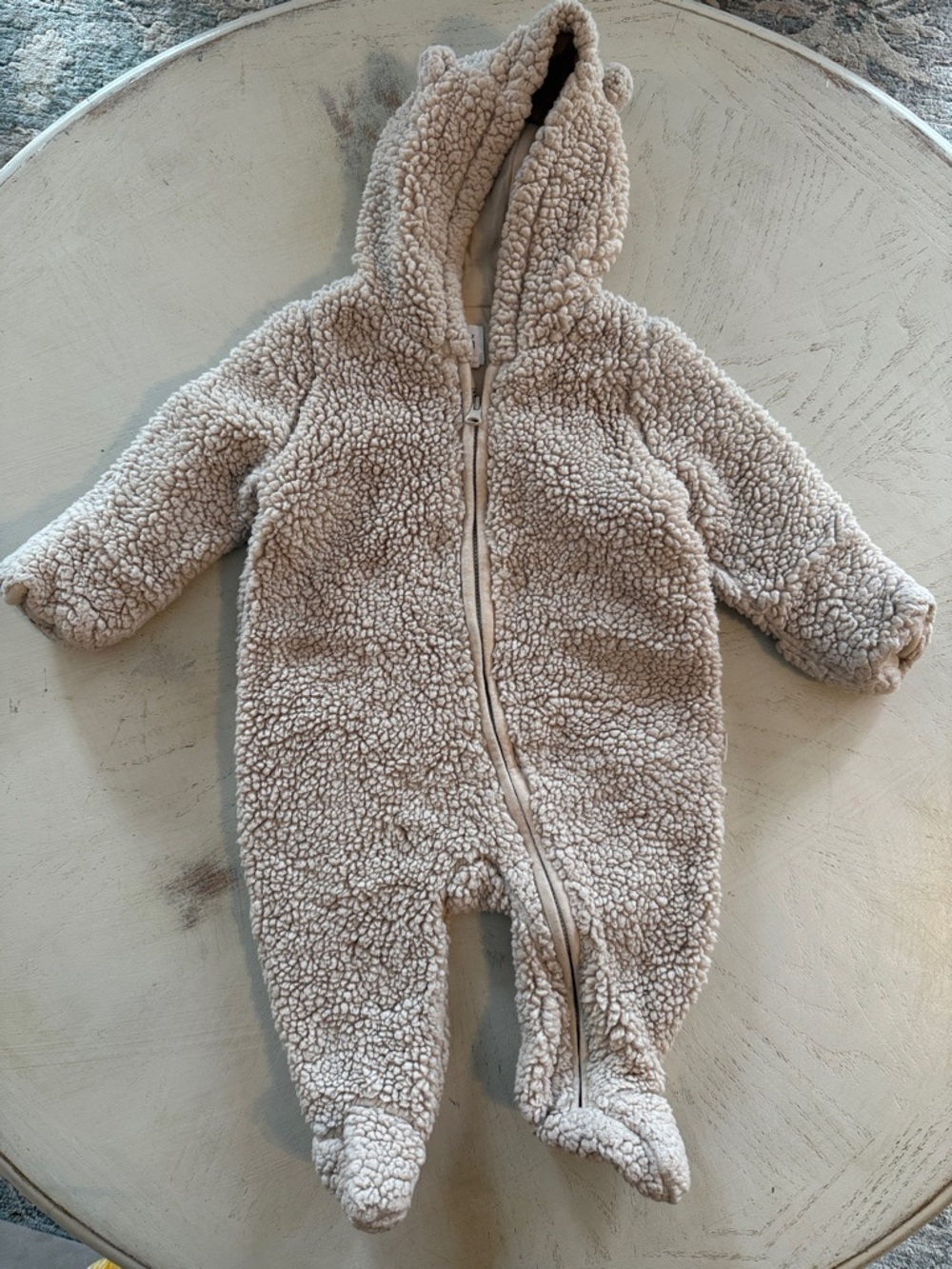 Baby GAP Cozy Sherpa One-Piece Winter Coverall Suit Cream Bear 3-6 months